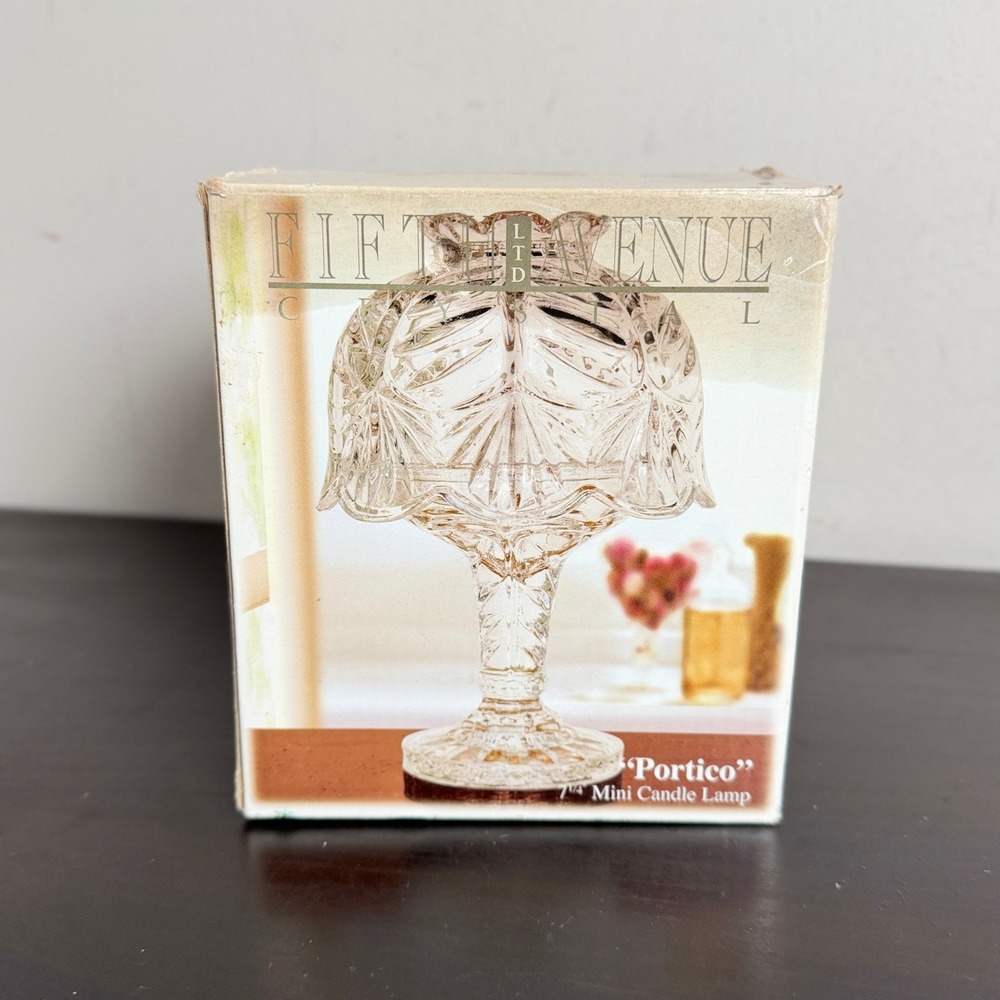 Fifth Avenue Crystal Portico Mini Candle Lamp Fairy Lamp Votive Holder 7.25 inch
